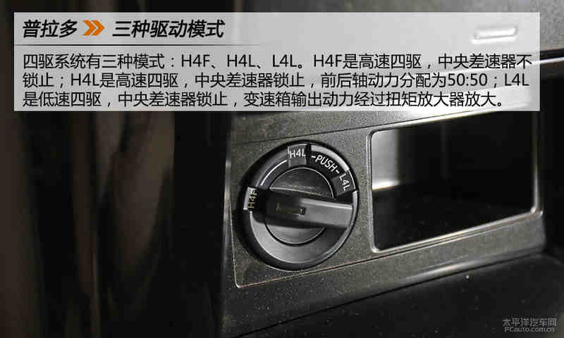 h4f是高速四驱,中央差速器不锁止;h4l是高速四驱,中央差速器锁止,前后