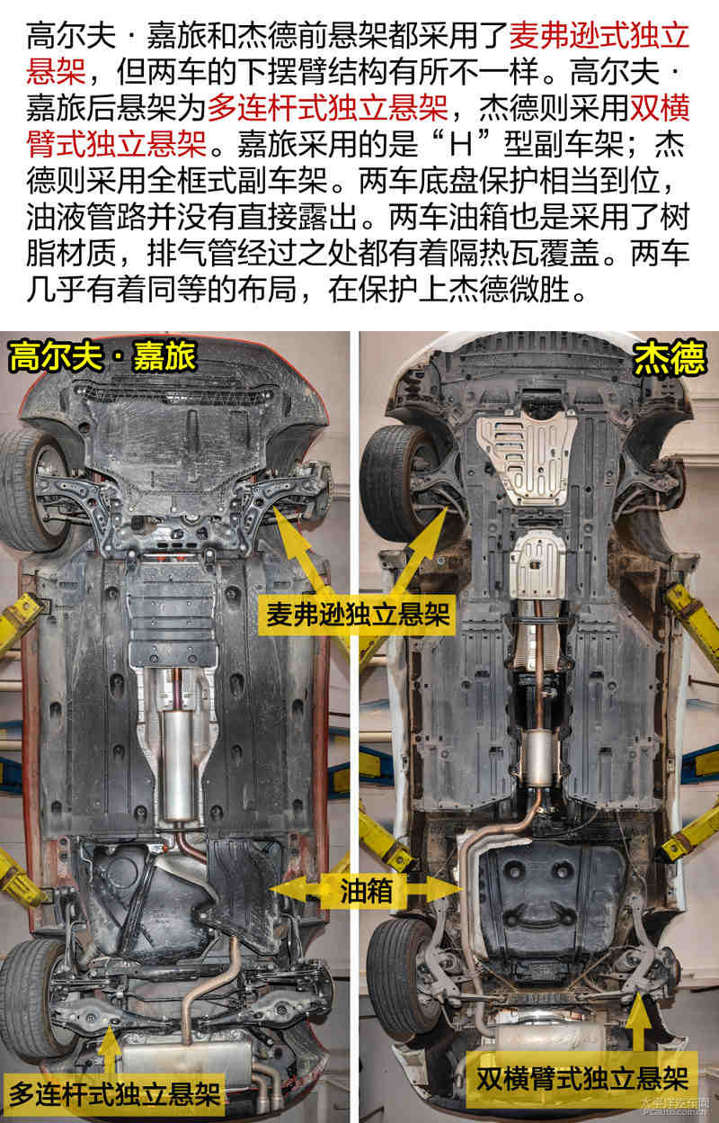 保护相当到位 高尔夫·嘉旅与杰德底盘对比